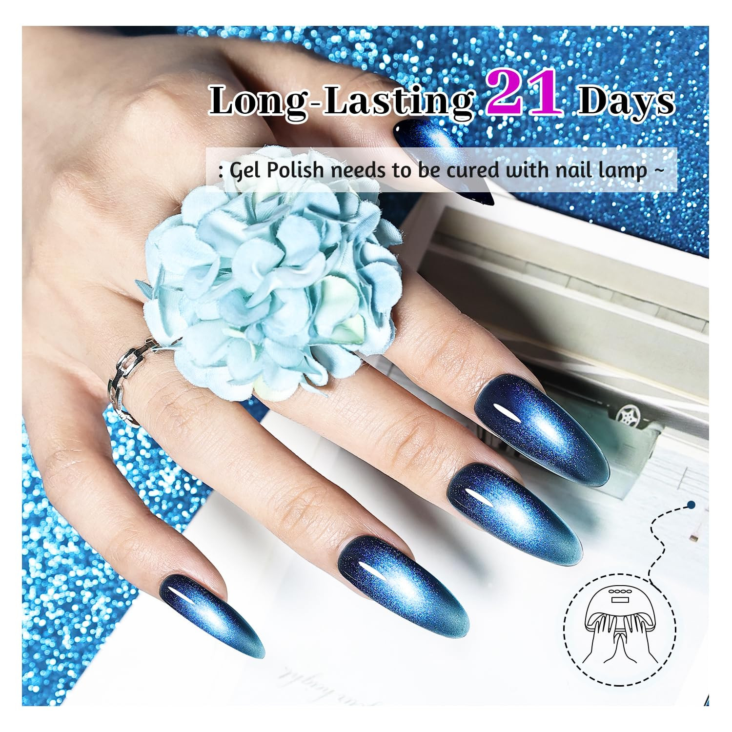 Cat Eye Gel Nail Polish 10 Colors Blue Green Red with Base Coat Top Coat Magnet