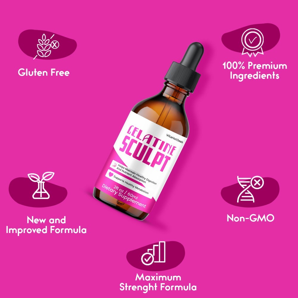 Gelatine Sculpt Drops, Max Strength Formula, GelatineSculpt Supplement (3 pack)