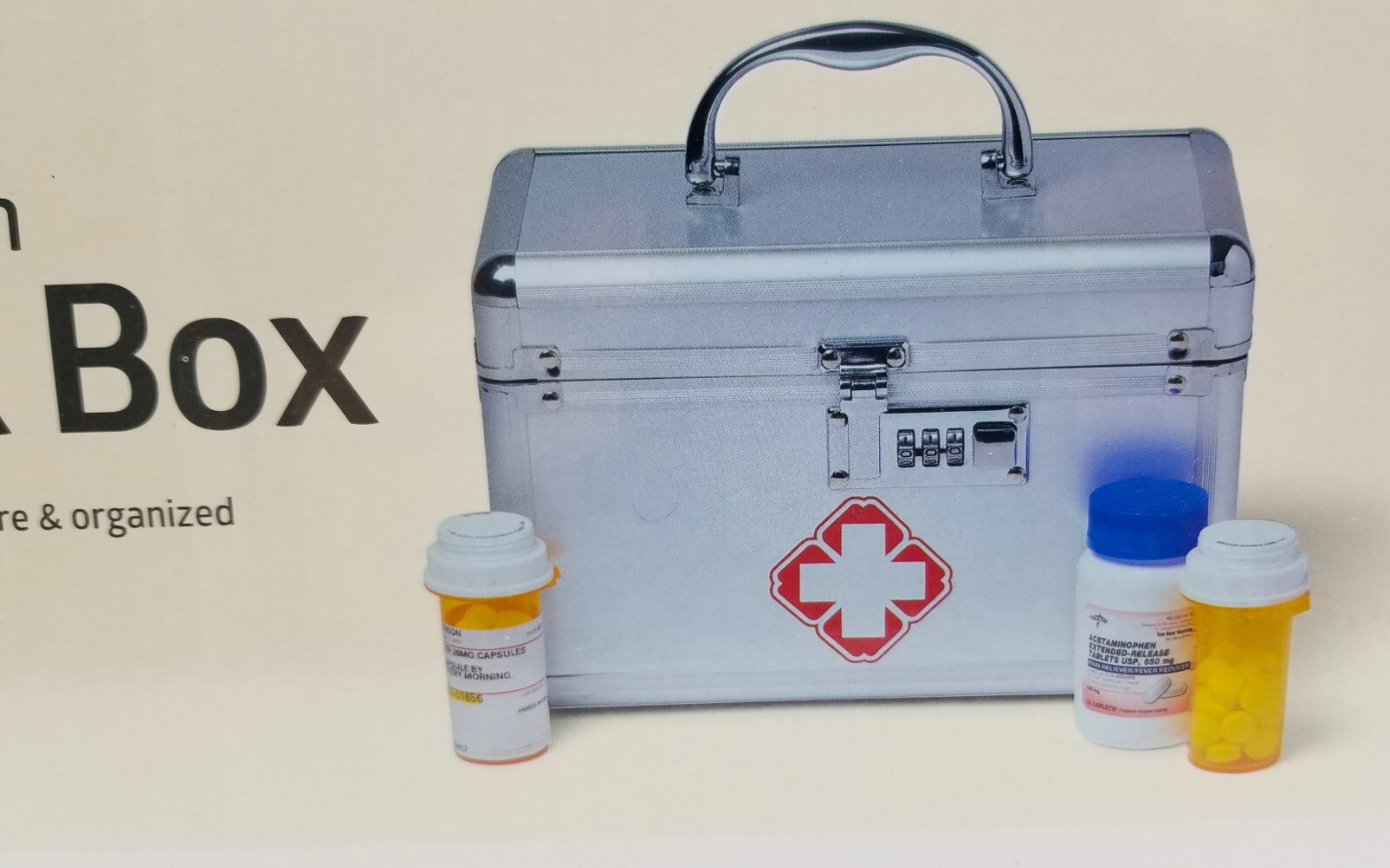 Medline Medication Lock Box Programmable Combination & Removable Tray Holds 24