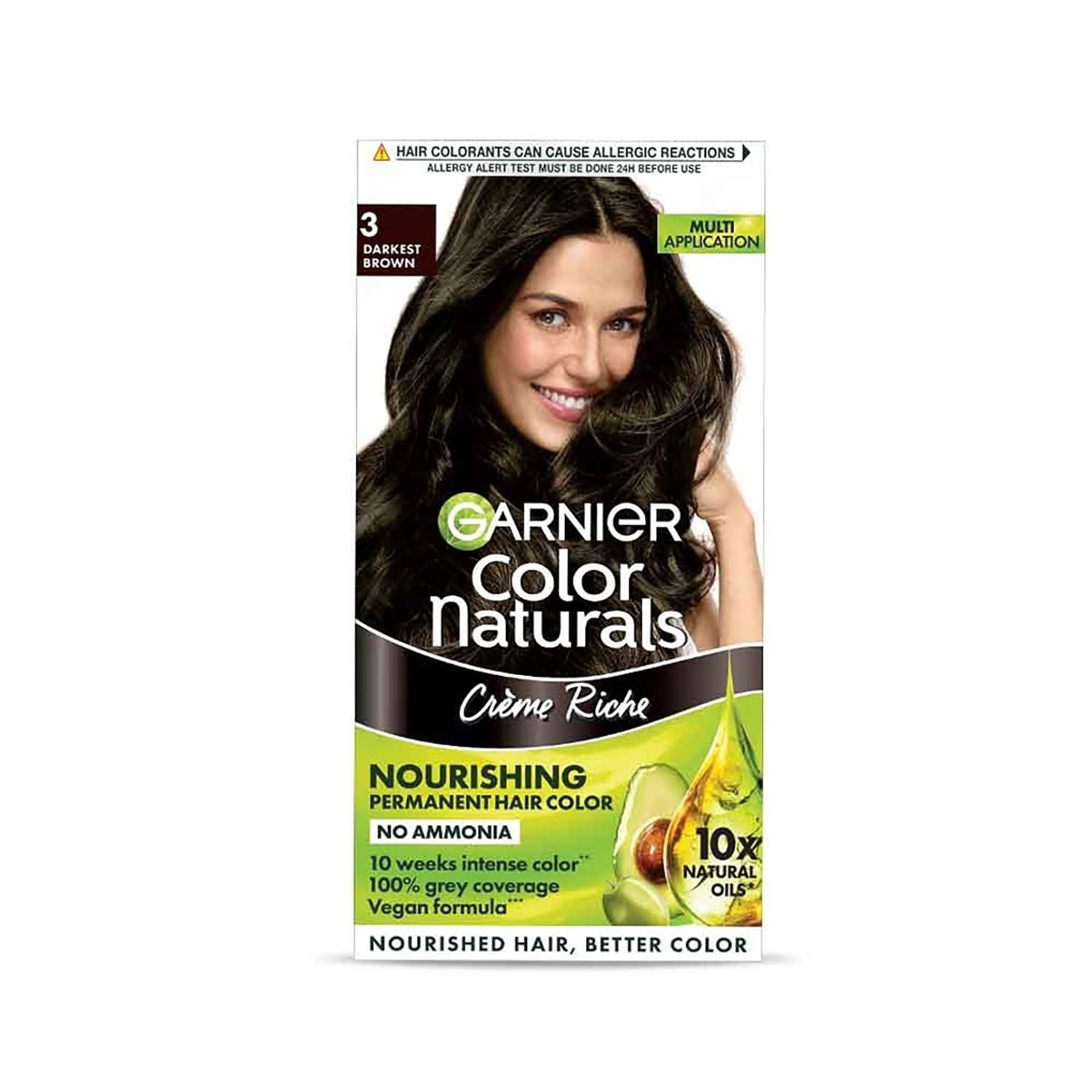 Garnier Color Naturals Crème hair color Shade 3 Darkest Brown 70ml + 60g