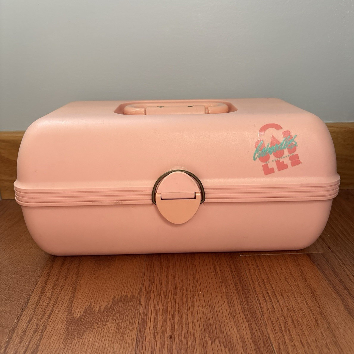 VINTAGE Caboodles Pink Makeup Case Organizer with Built-In Mirror