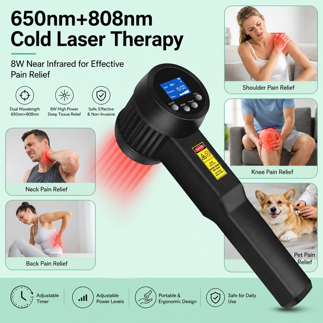 8W Low Level Laser Therapy Device 650nm 808nm Infrared Physiotherapy for Pain