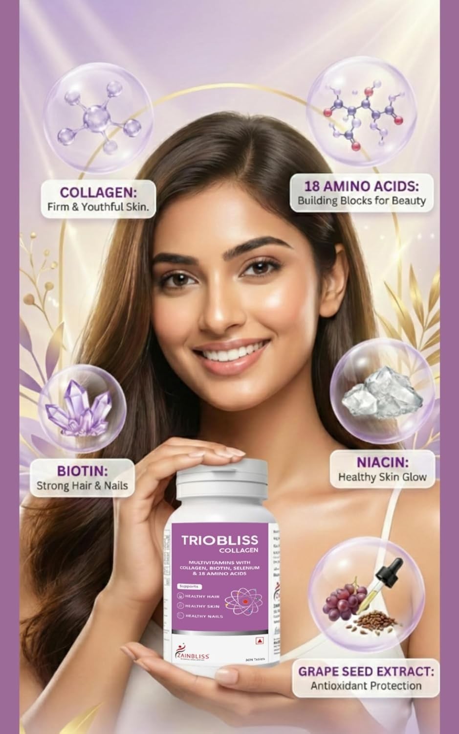 ZAINB.LISS Triobliss Collagen Tablets 30Ct Hair Skin Nails