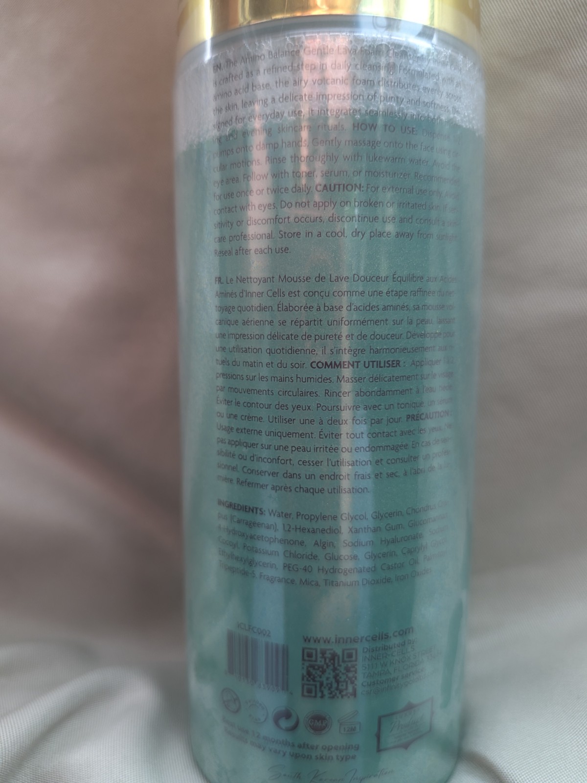 INNER-CELLS Amino Balance Gentle Lava Foam Face Cleanser w/ Brush 5.07oz