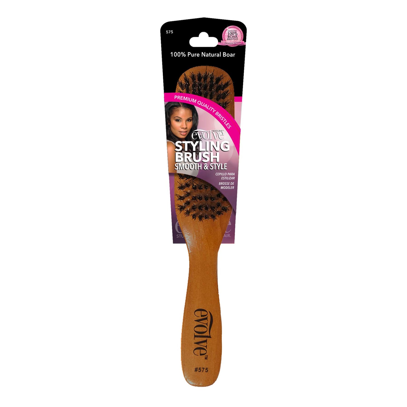 Evolve Boar Styling Brush 1 Count (Pack of 1), Brown
