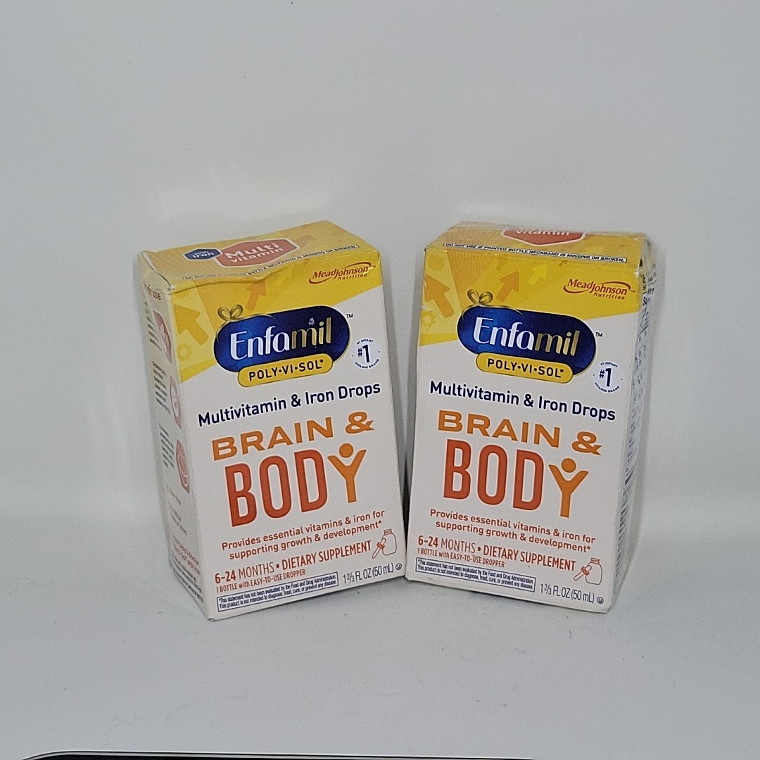 Enfamil Poly Vi Sol 2pk Multivitamin & Iron Brain & Body 6-24months Exp May 2026