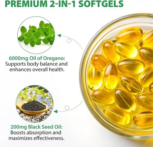Resilia Oregano Oil Capsules 120 Count 6000mg Oil of Oregano with Black Seed oil