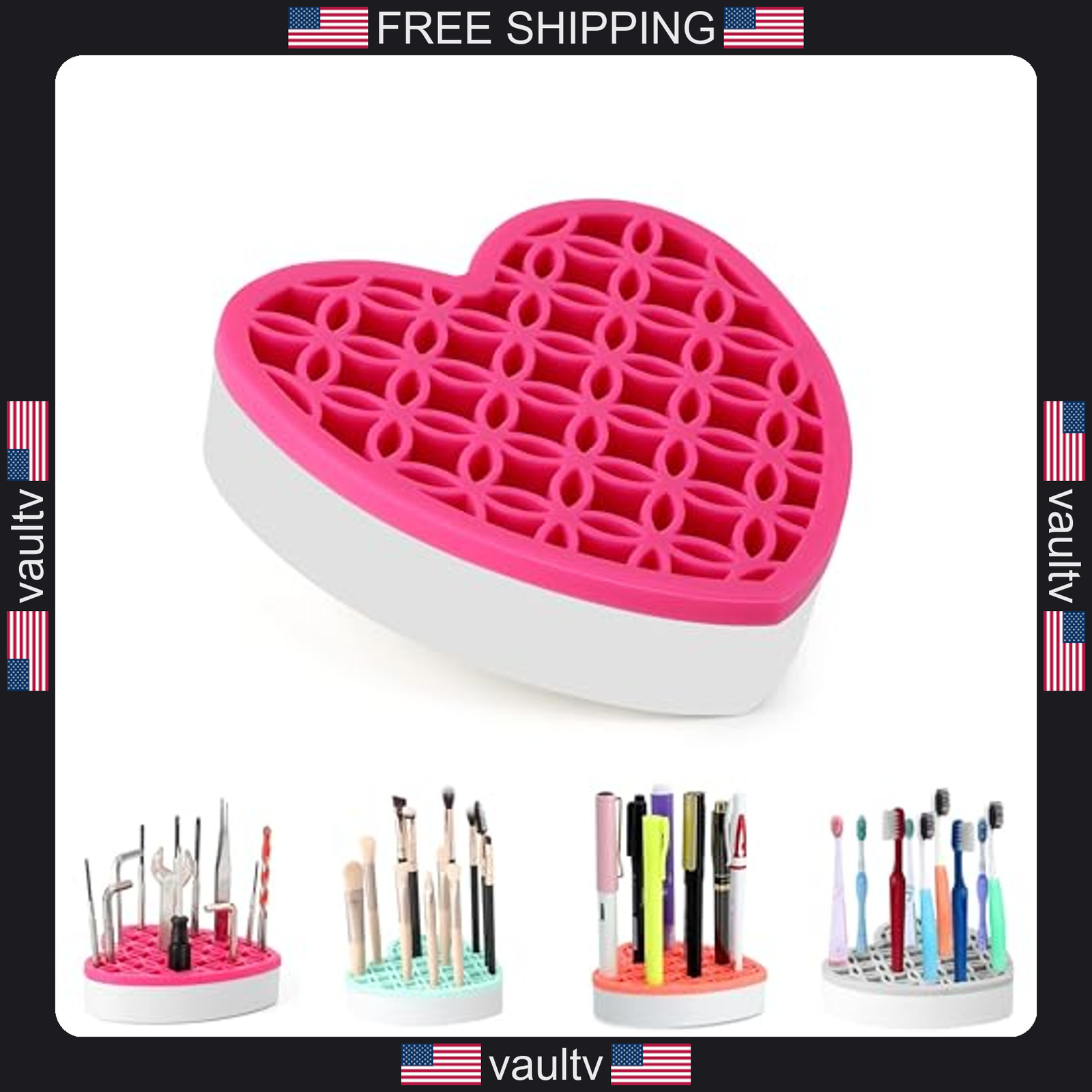 Silicone Makeup Brush Holder Cosmetic Organizer Pen Pencil Case Sewing Tool Pink