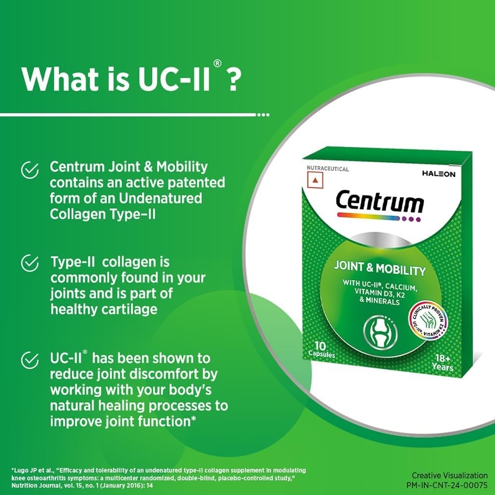 Cent.rum Joint Mobility Caps 10Ct UC-II Collagen Bone Support