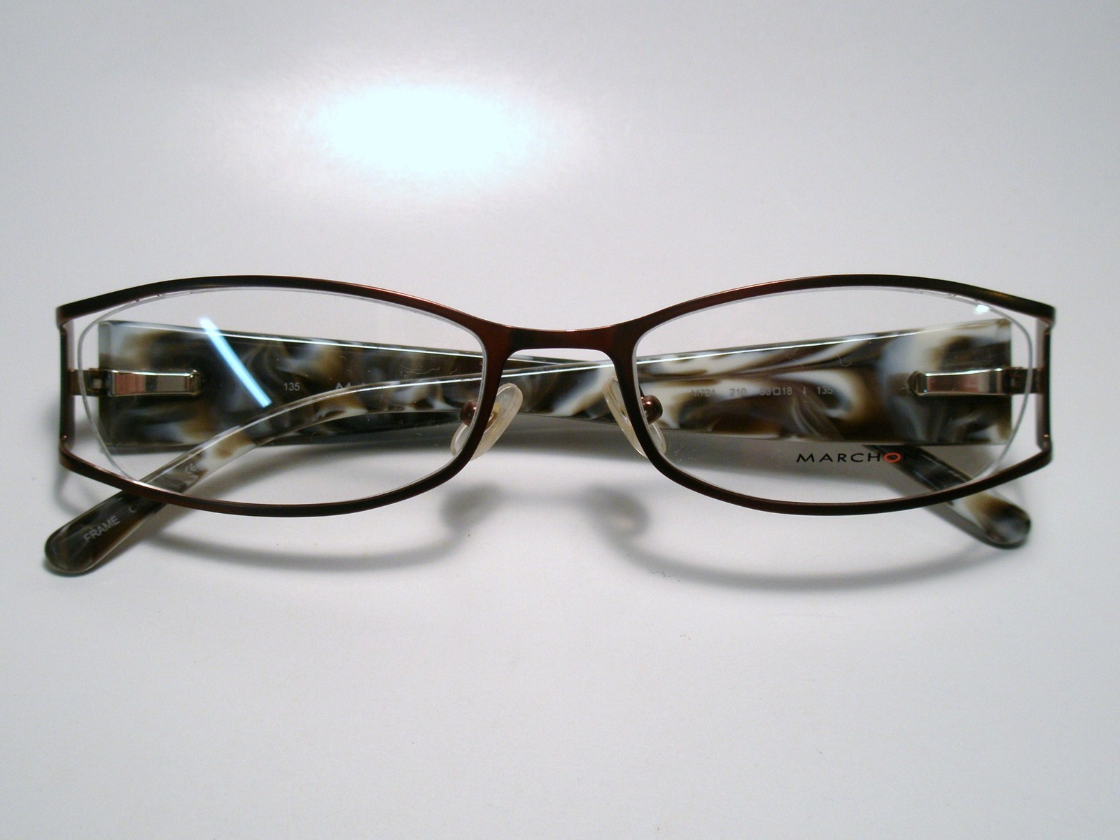 New Ladies MARCHON «M721» Cord Rimless Eyeglasses Frame Brown 53-18 M-L List$160