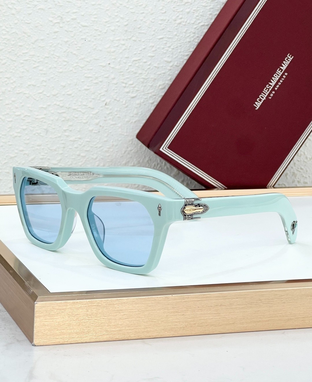 JACQUES MARIE MAGE Sterett Sunglasses Havana Yellow Lens Turquoise Inlay 52mm