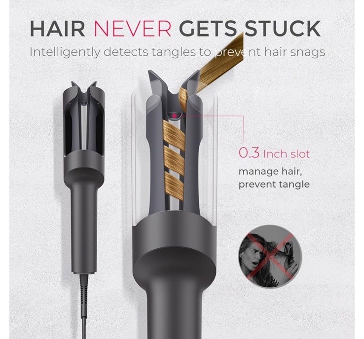 TYMO CURLPRO 1 in Rotating Curling Iron Ceramic Dual Voltage Travel, Gray