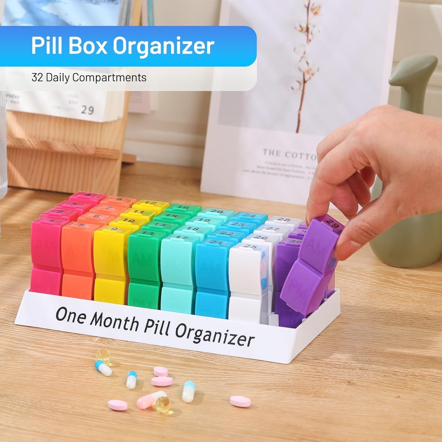 Monthly Pill Organizer 2 Times A Day, One Month Pill Box Am Pm, 30 Day