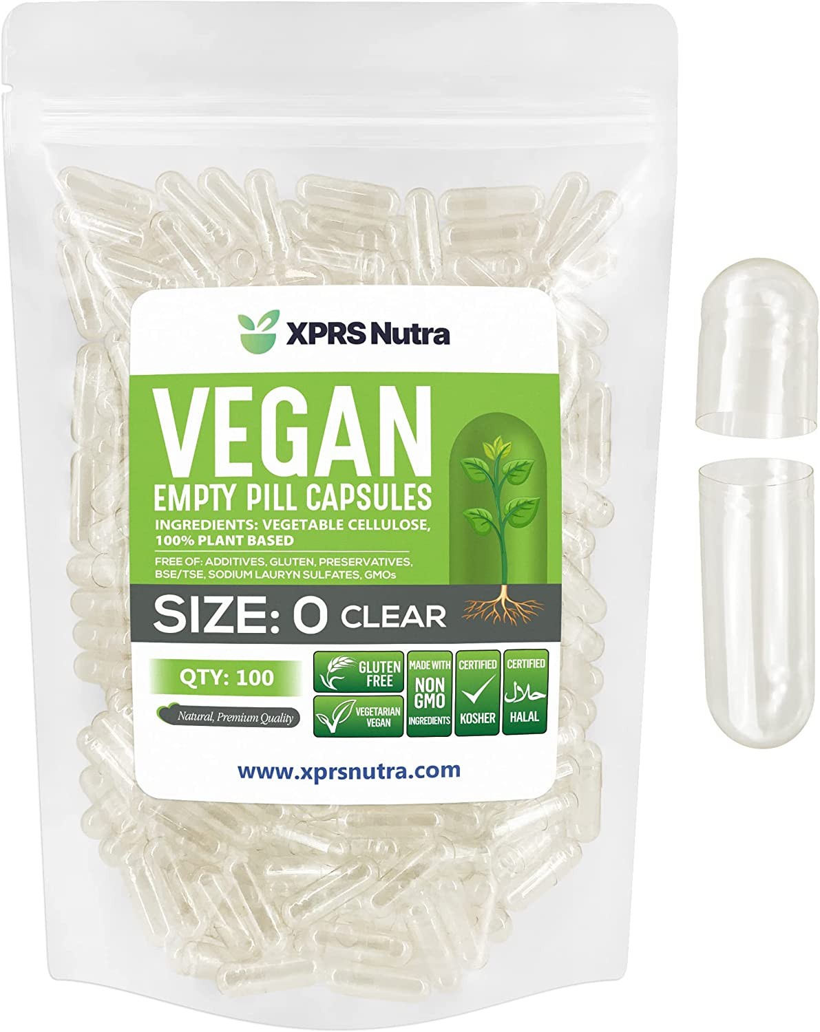 Size 0 Clear Empty Vegan Capsules Vegetarian Veggie Kosher Veg Caps DIY Pills