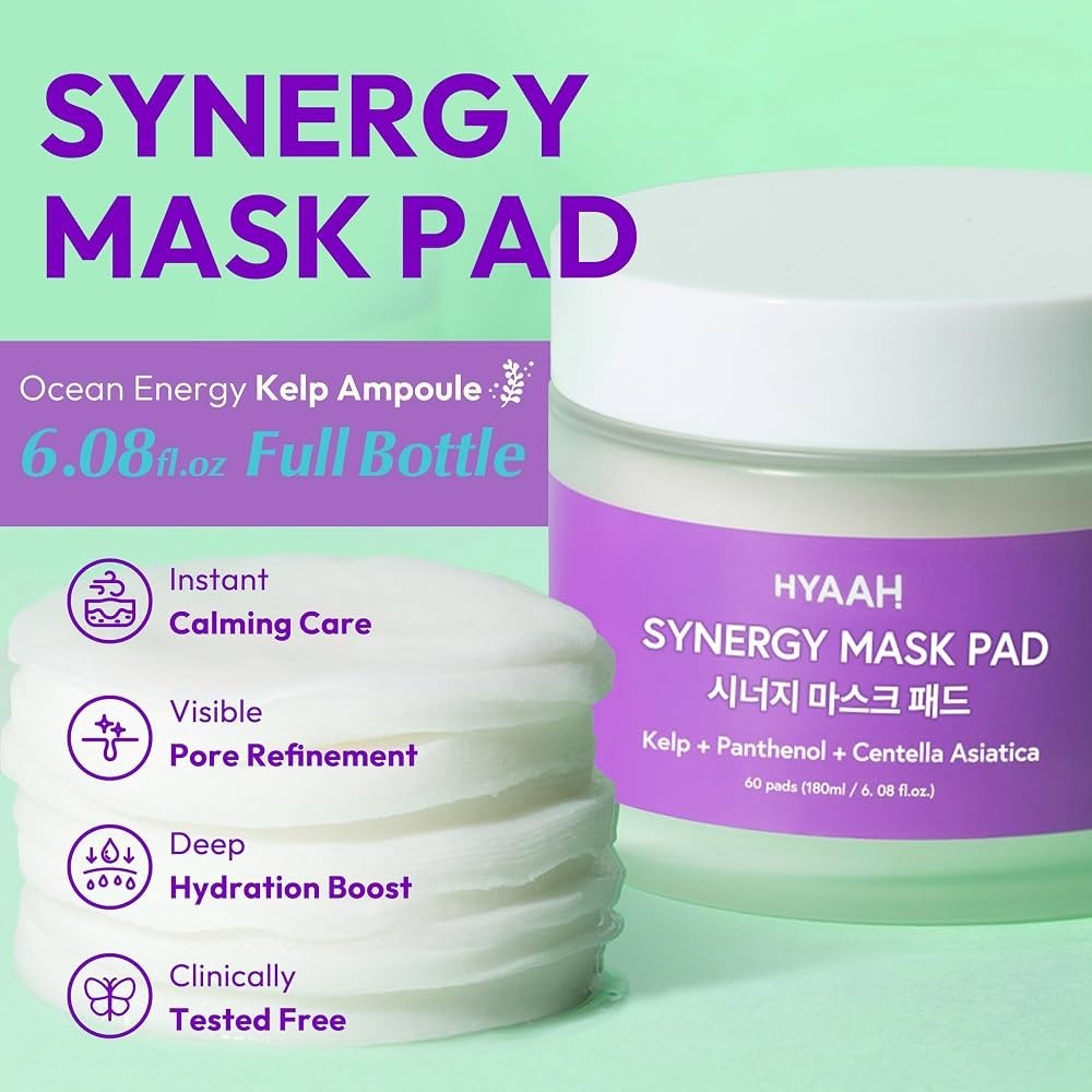 Hyaah Synergy Mask Pad Kelp + Panthenol + Centella Asiatica 60 pads 180 ml