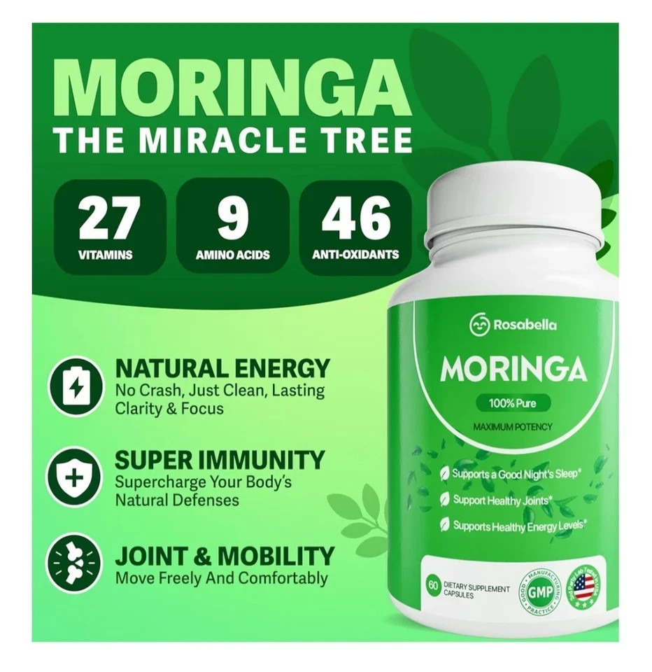 Pure Morina Powder,Energy,Skin,Immune,Gut Health Superfood,Antioxidants-60capsu