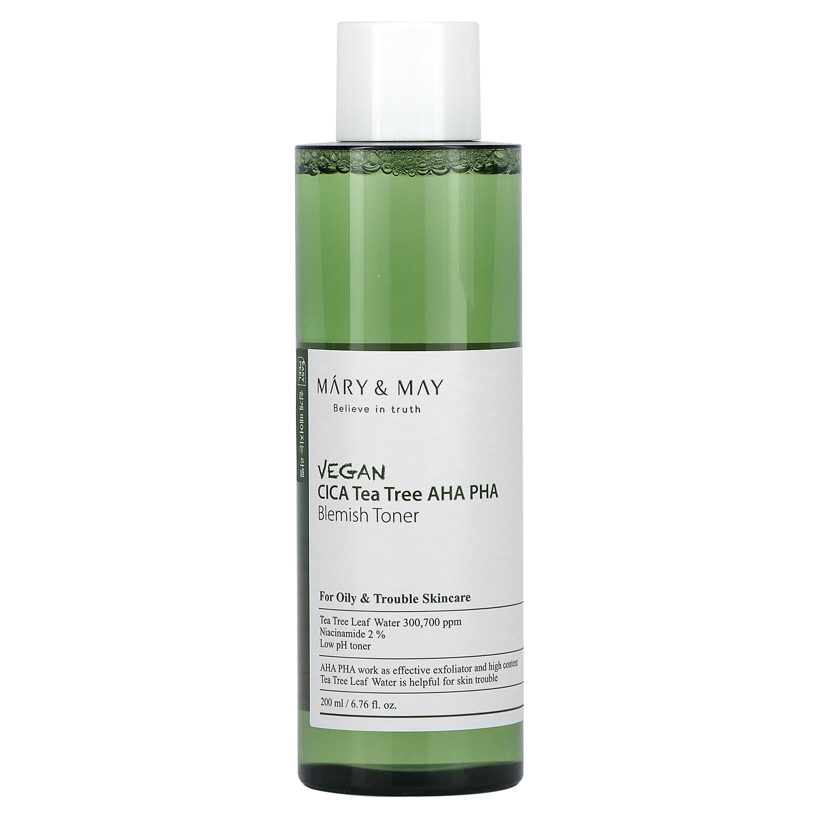 Vegan CICA Tea Tree AHA PHA, Blemish Toner, 6.76 fl oz (200 ml)