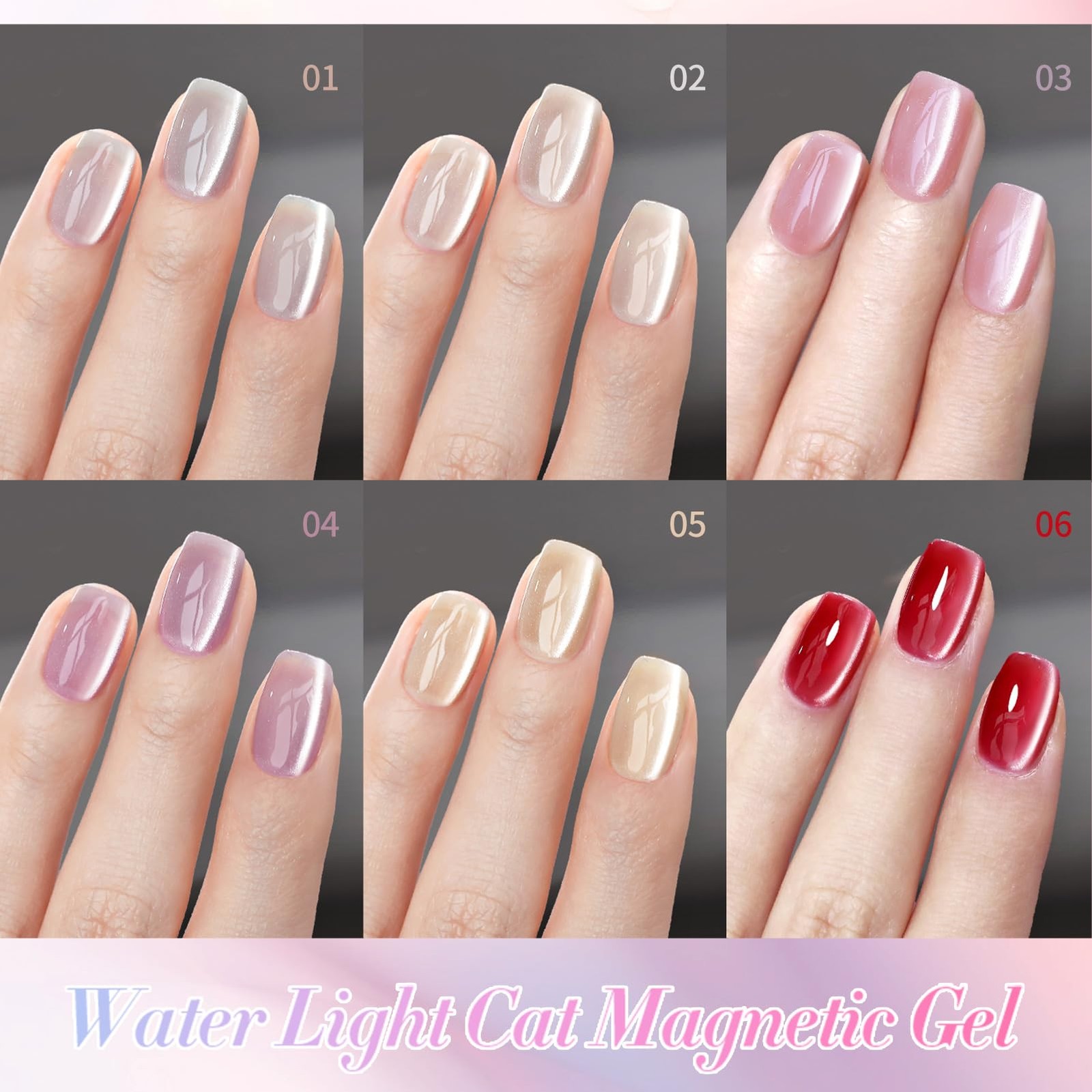 Born Pretty Magnetic Gel Nail Polish 0.24 Fl Oz (Pack of 6), water light