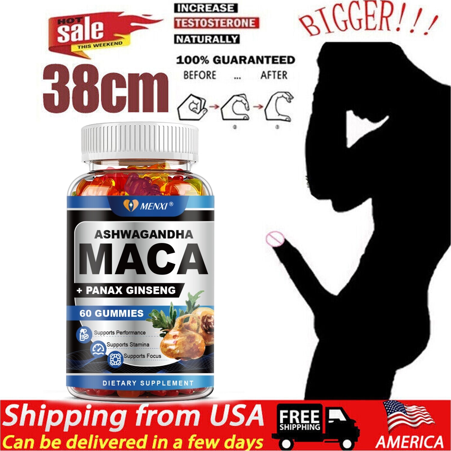 Maca + Panax Ginseng Highest Potency 11400mg Supports Desire Stamina Performance