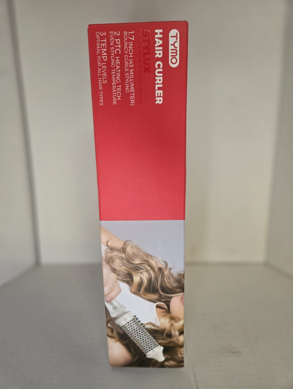 TYMO STYLUX Curling Brush 1.7in Ceramic, 3 Heat, 410°F White