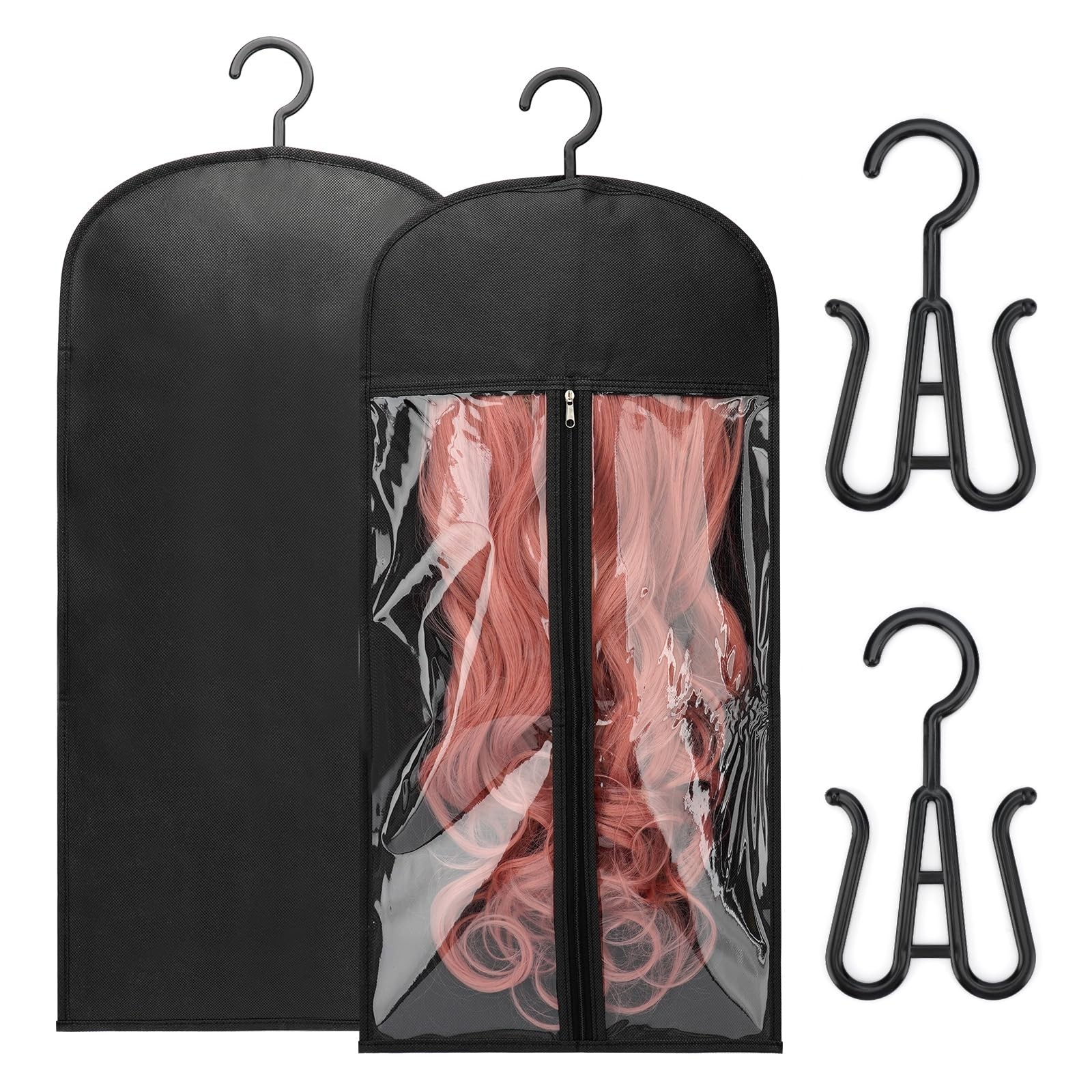 2PCS Wig Storage Bags with Hanger Hair Extension Holder Dust-Proof Storage Organ