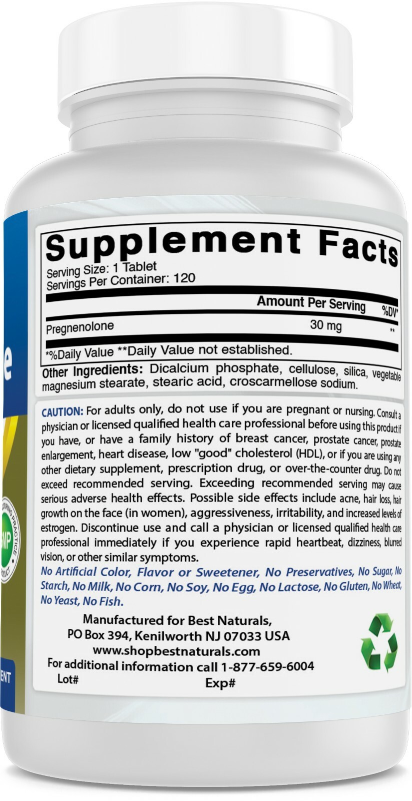 Best Naturals Pregnenolone 30 mg 120 Tablets