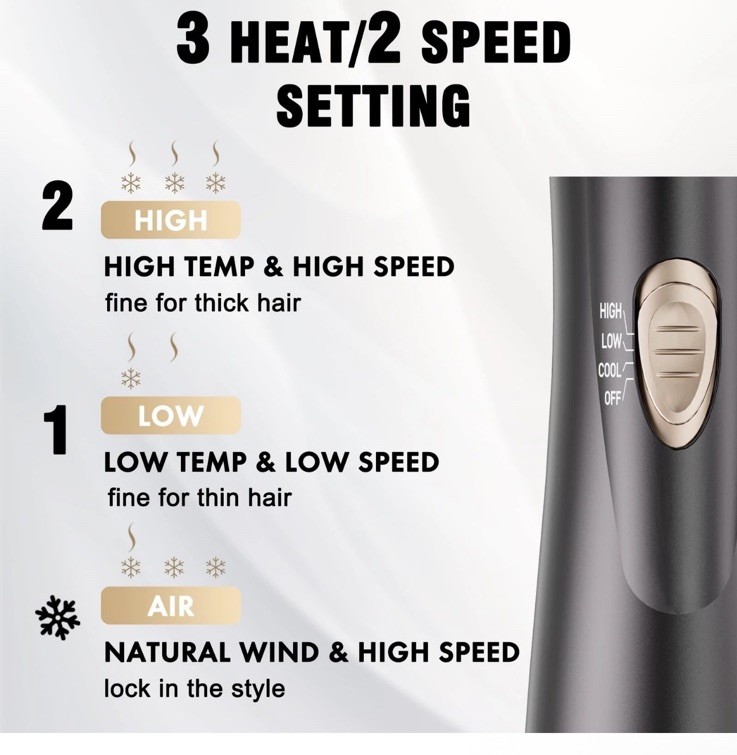 DAILYLIFE Rotating Hair Dryer Brush, Hot Air Brush, Spinning Blow Dryer Brush