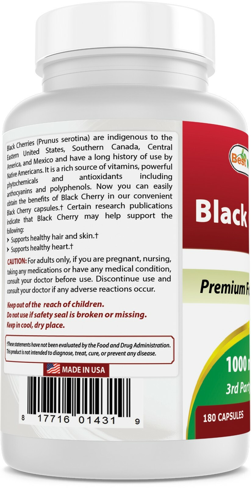 Best Naturals Black Cherry 1000 mg 180 Capsules