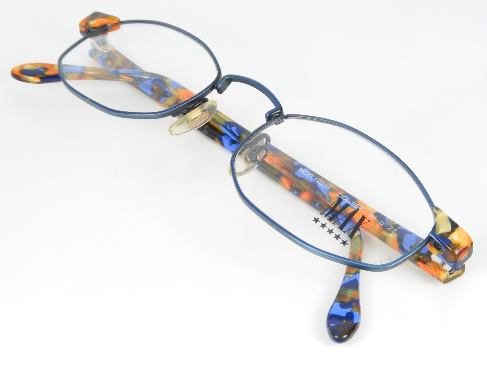 Vintage MAX AUSTRIA 17006 967 BLUE MULTICOLOR UNIQUE EYEGLASSES 50-21-142mm