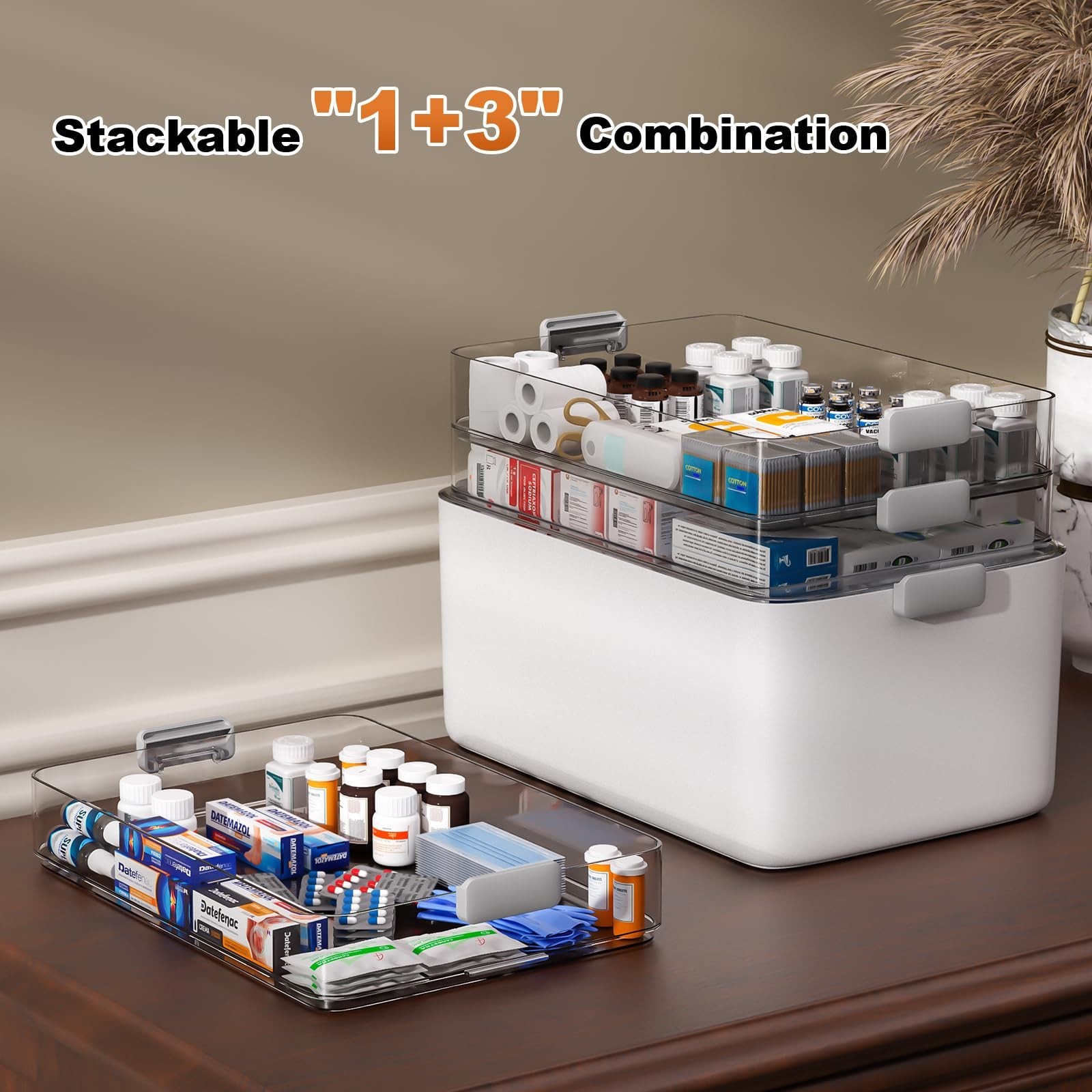 4-Tier Portable Medicine Storage Organizer Box – First Aid, Craft & Sewing Kit w