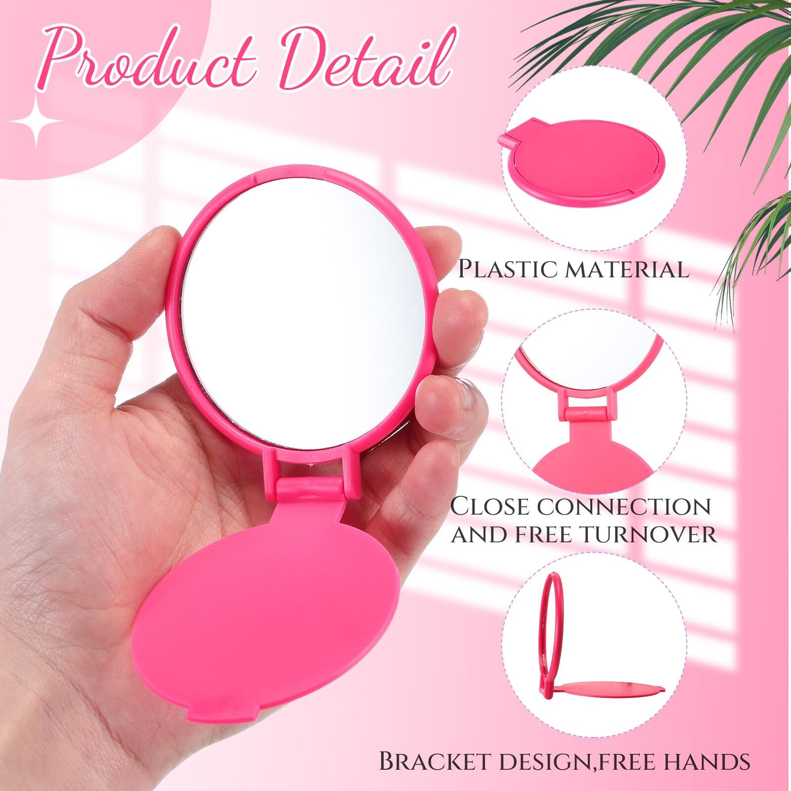 24pcs Mini Compact Mirror Bulk Rose Red Portable 2.8×2.4in Folding Pocket Mirror