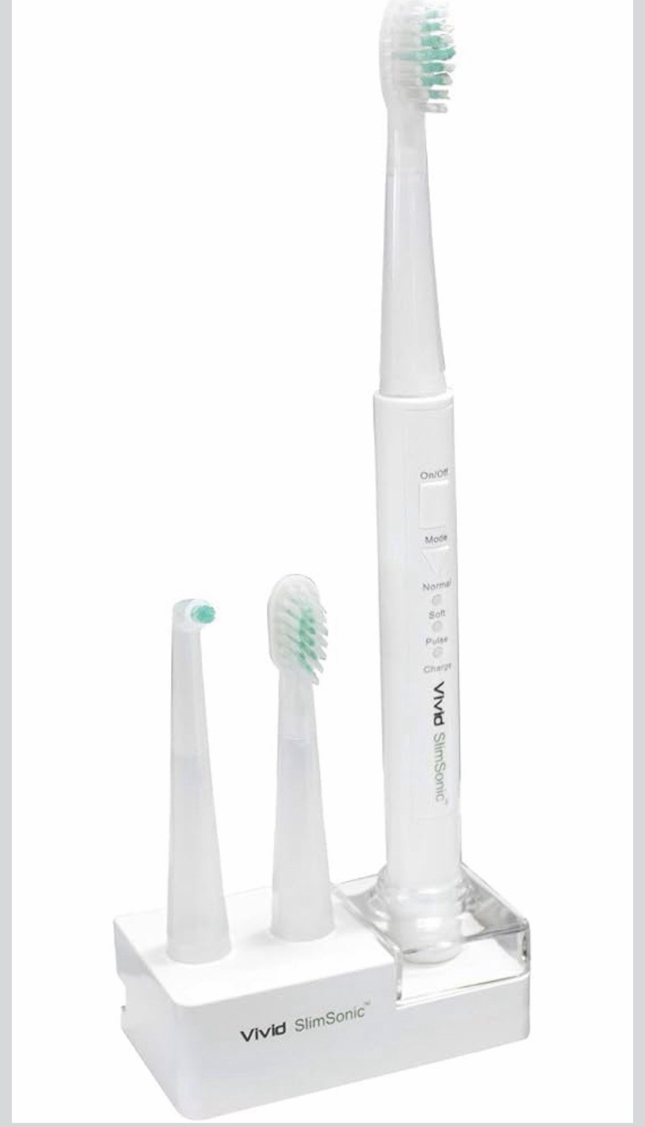 Vivid SlimSonic Rechargeable Sonic Electric Toothbrush 3-Speed White R08-0002