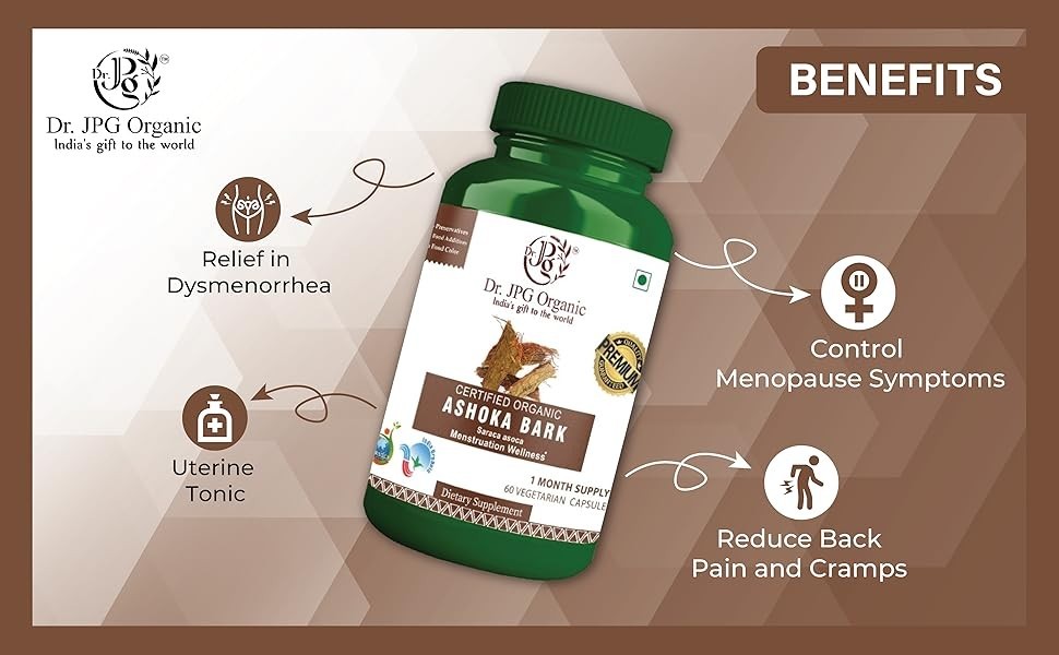 4x Dr. JPG Organic ISO & GMP Certified Ashoka Bark Vegetarian Capsule