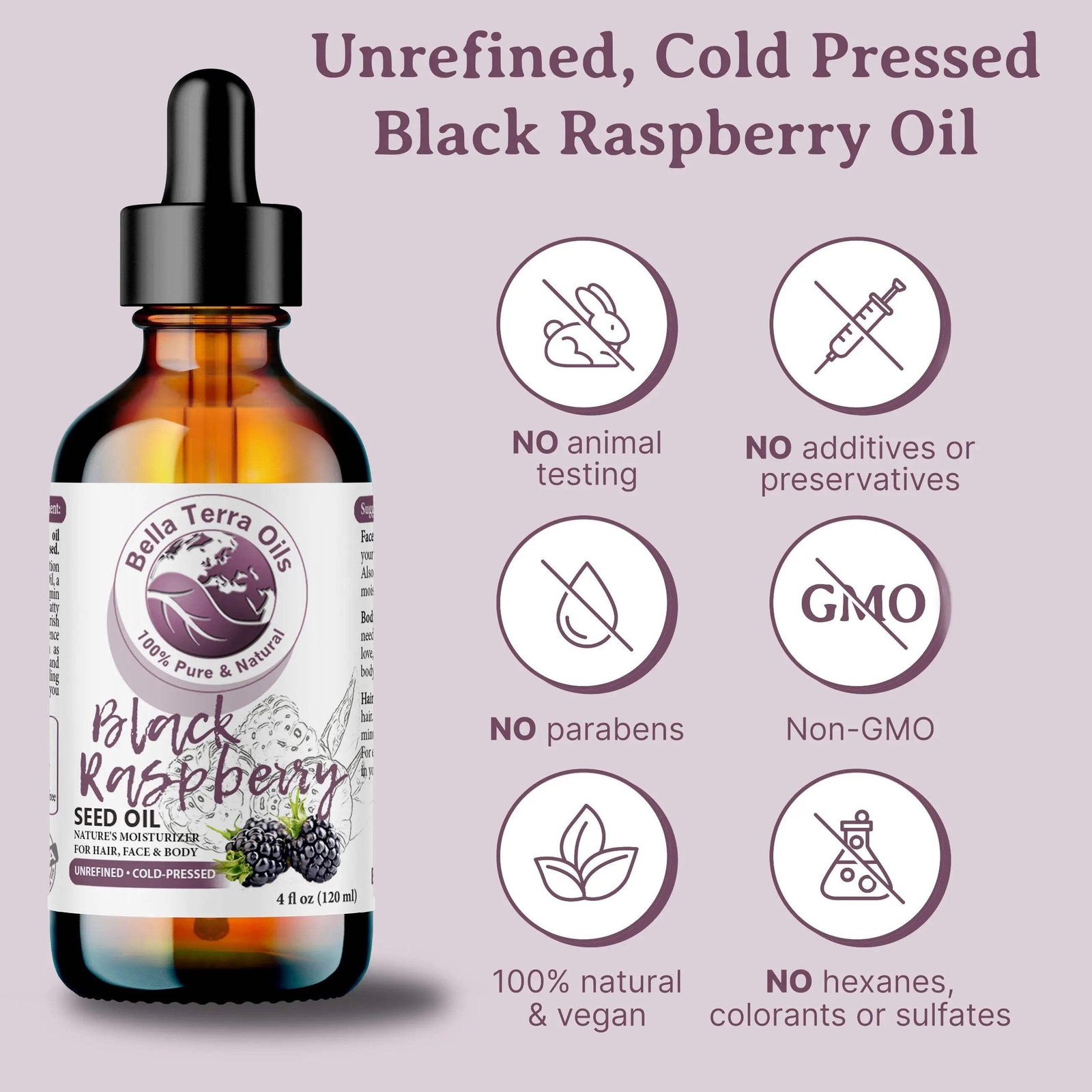Black Raspberry Seed Oil: Cold-Pressed, Pure, For Skin and Hair Nourishment