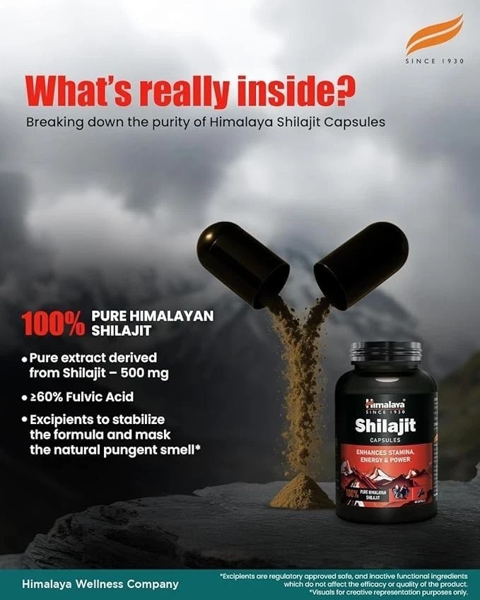 Himalaya Shiljit 60 Capsule Promotes stamina, energy,Sexual wellness Pack Of 2.