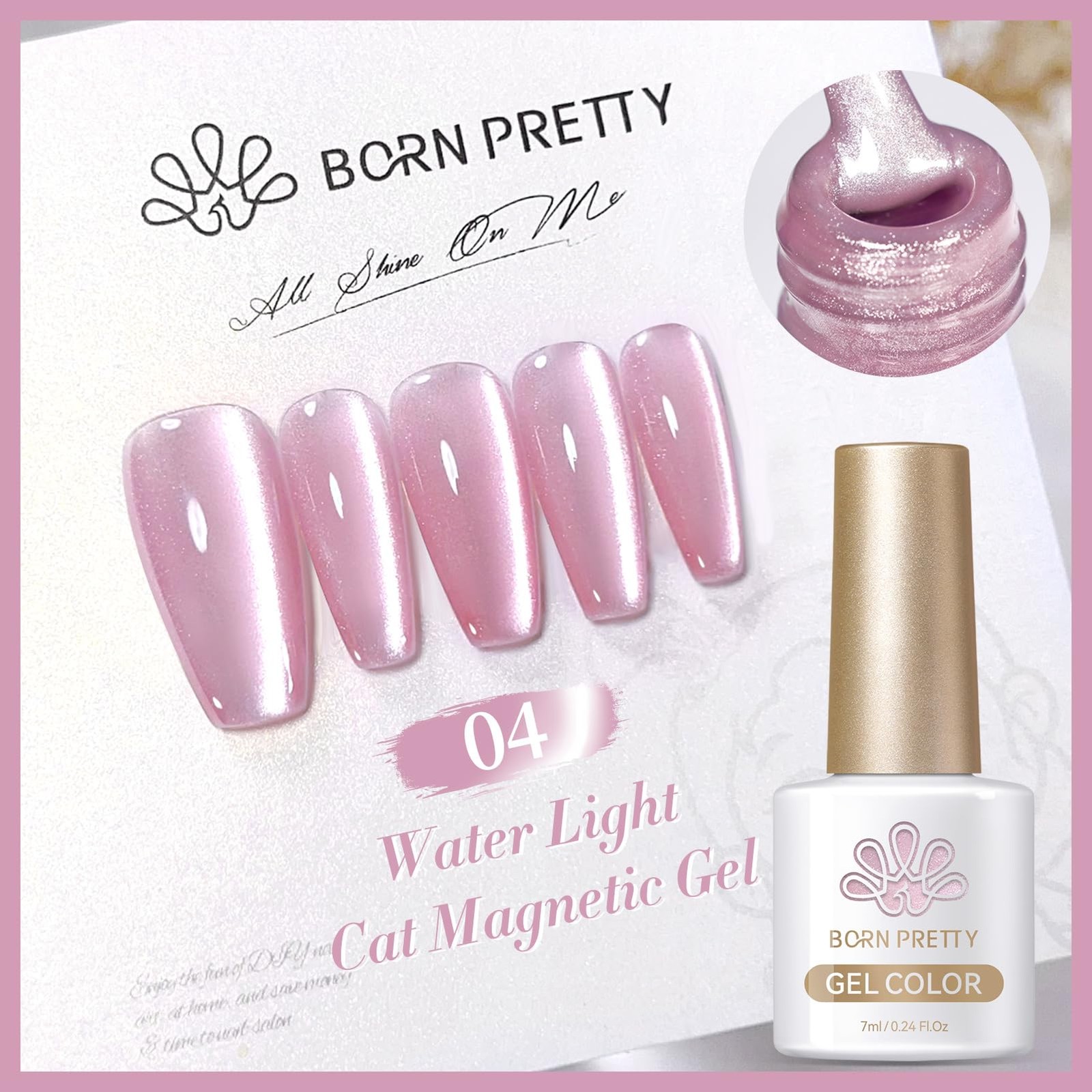 Born Pretty Magnetic Gel Nail Polish 0.24 Fl Oz (Pack of 6), water light