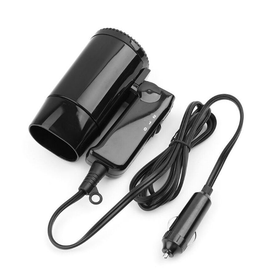Portable 12V Car Hair Dryer Window Defroster Cigarette Lighter Plug Hot & Cold