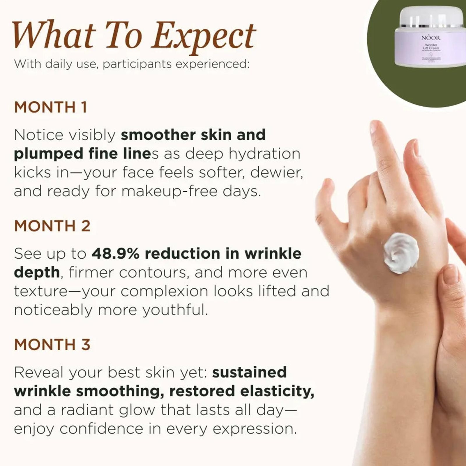 Noor Wonder Lift Cream For Women Natural Anti-Aging Wrinkle Treatment