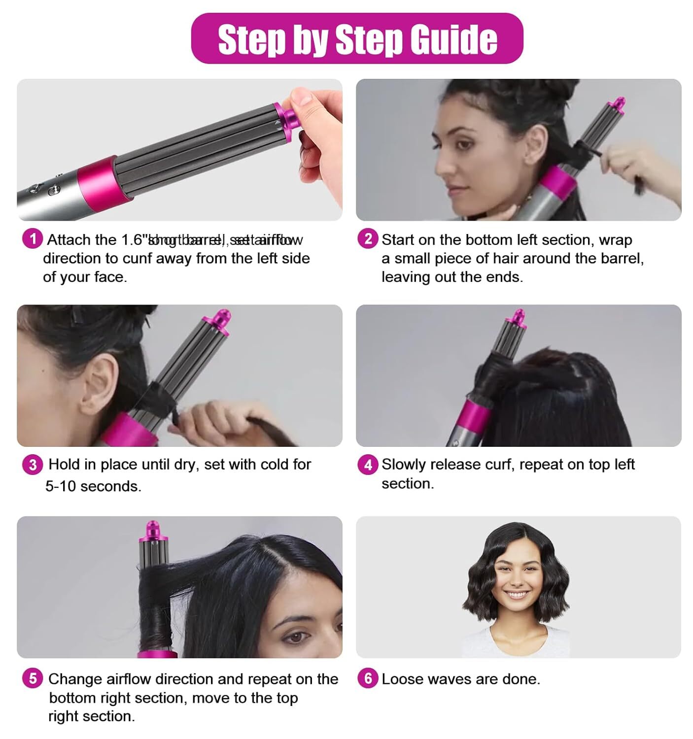 Upgraded 40MM/1.6 In Short Hair Curling Barrels for Dyson Airwrap Styler