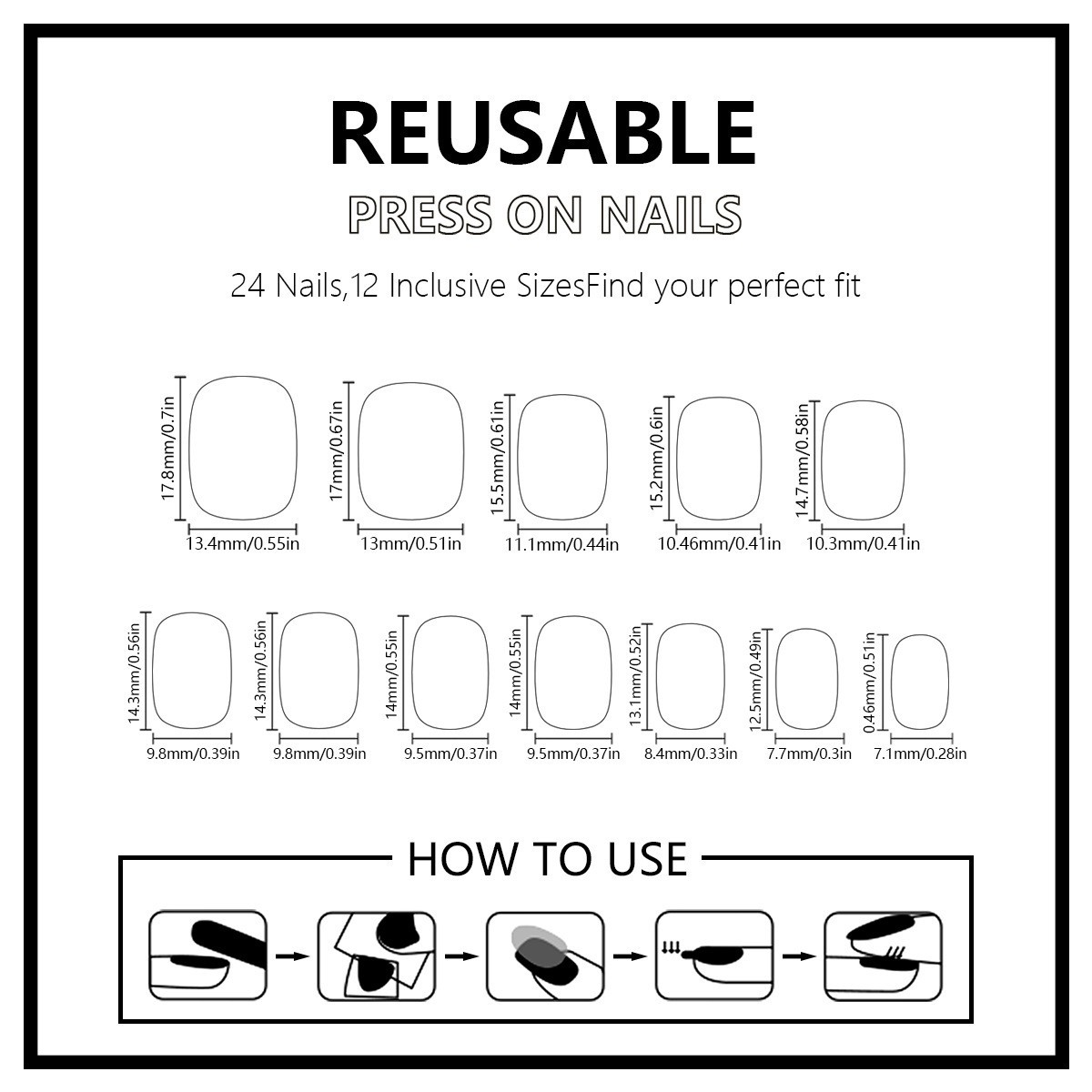 48pcs Cool Long Curved Press On Nails White Tip Artificial Nails For Daily Wear