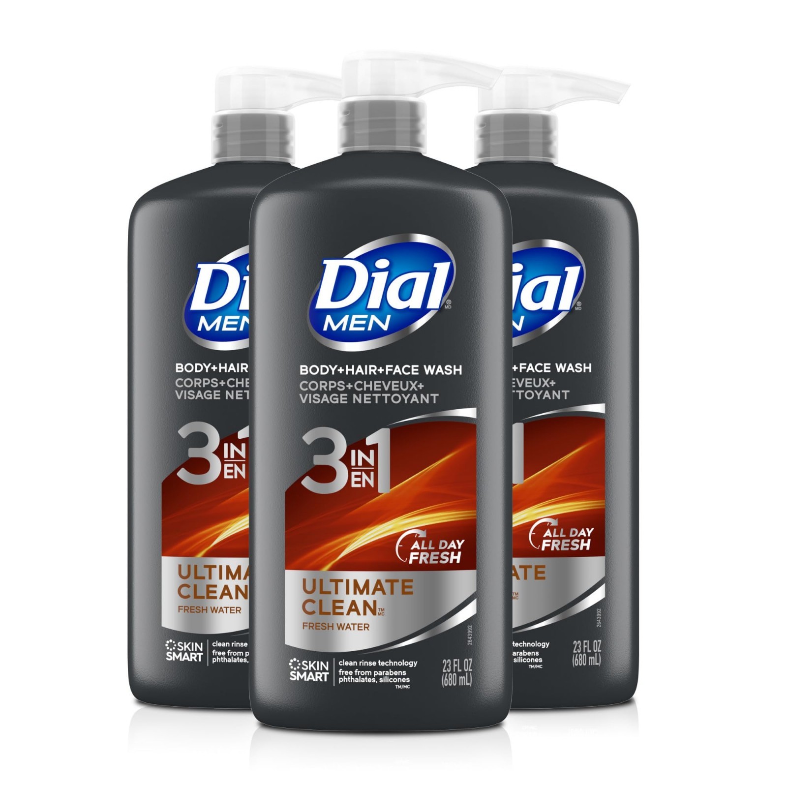 3-in-1 Body, Hair & Face Wash for Men – Refreshing Cleanser, 16 Fl Oz, Pack of 3