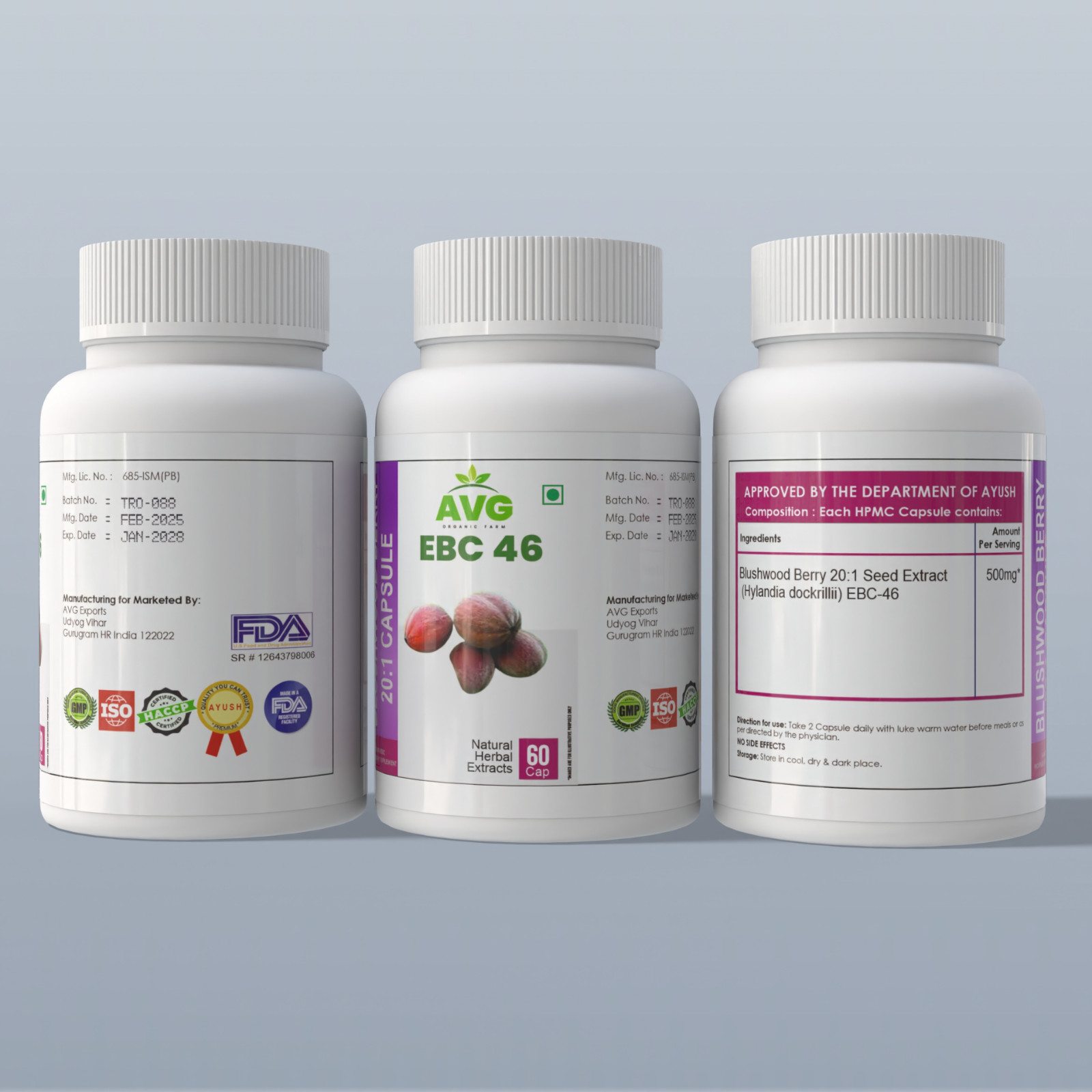 2 Pack Blushwood berry 20:1 Extract ebc 46 120 Capsule EXP JAN 2028,,,