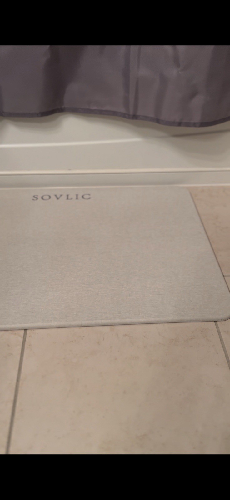 SOVLIC Bath Stone Mat Gray Solid Rectangle Non-Slip Anti-Bacterial Eco