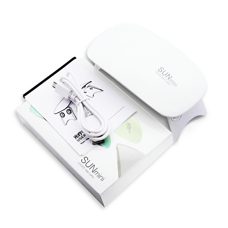 6W Mini USB UV LED Nail Lamp Dryer 45s/60s Timer Machine White