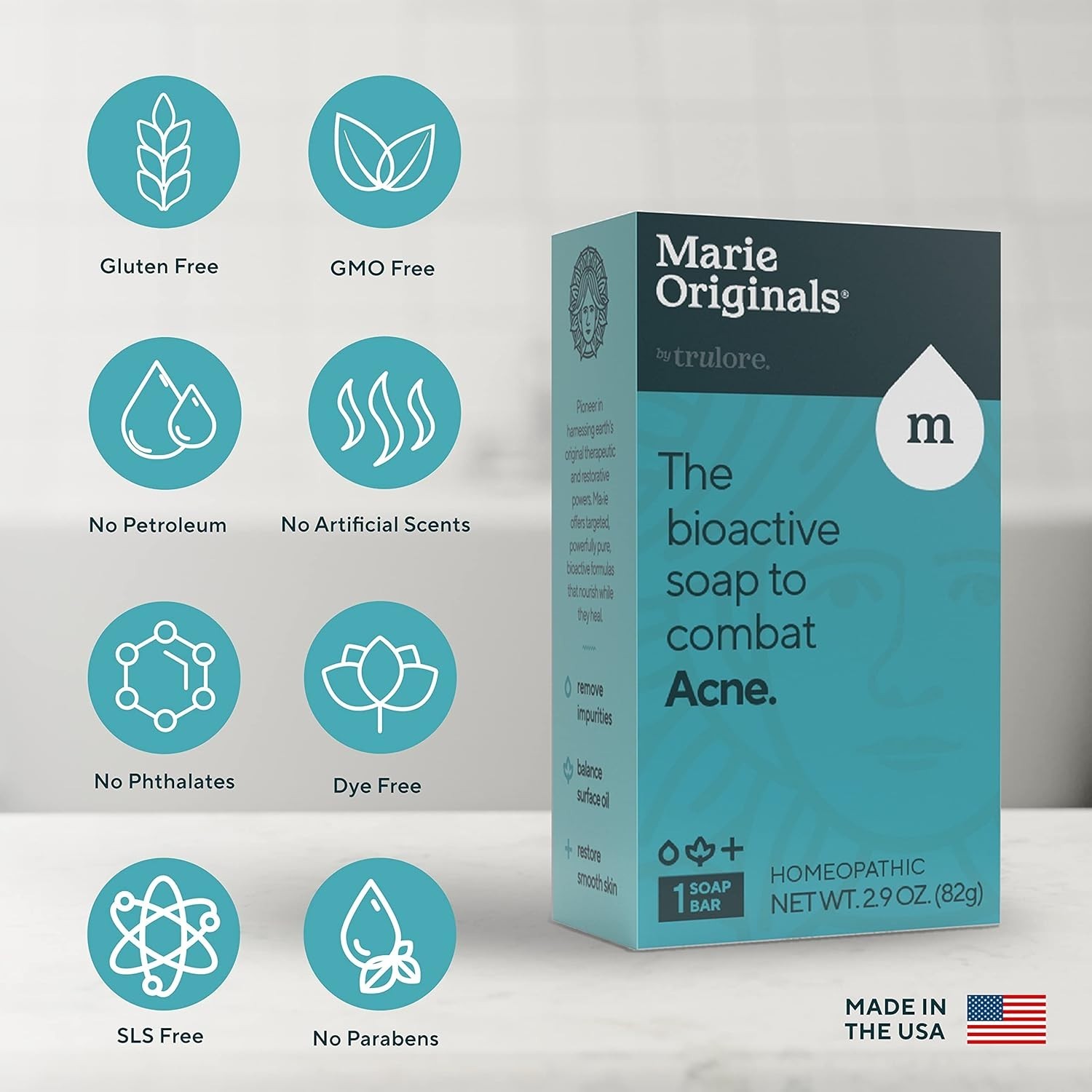 Acne Bar Soap Cleanser Face and Body Bentonite Clay, Oat Bran – Marie Originals