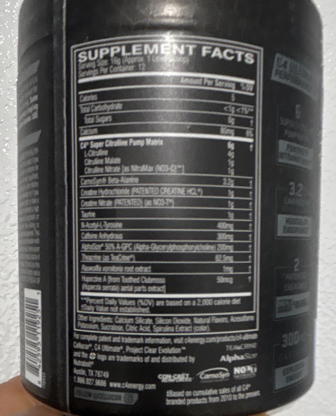 C4 Ultimate Pre-Workout Powder Icy Blue Razz 192g 6.77oz 12 Serv 12/2026