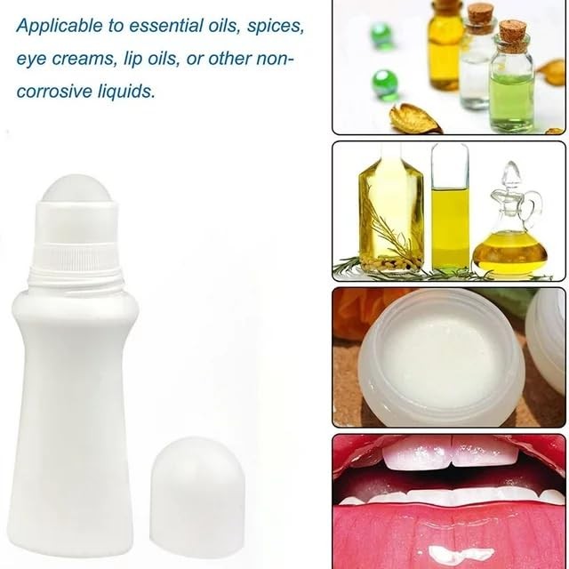 4 Pcs White 75ml Empty Refillable Roller Bottle Plastic Roll On 75ml, white