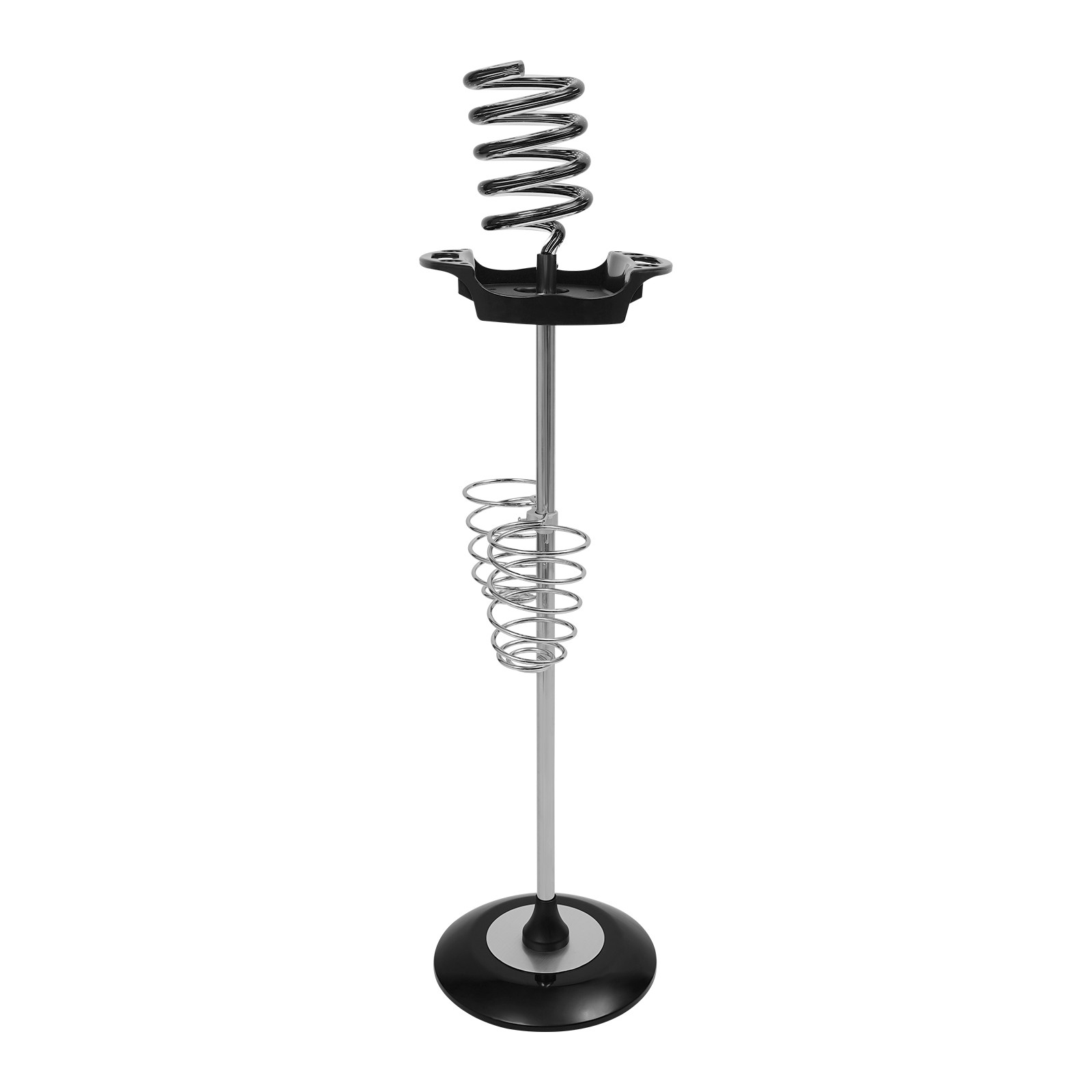 Hair Dryer Stand with Tray & Spiral Holders Freestanding Holder Hands-Free Black