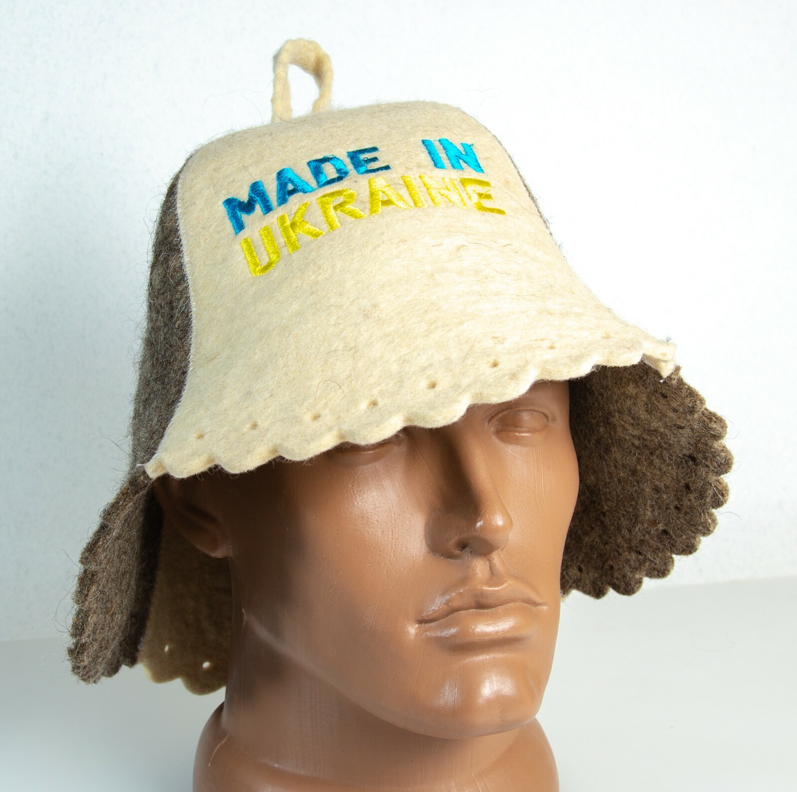 Sauna hat for ukrainian men women Made in Ukraine Blue Yellow Banya Wool felt