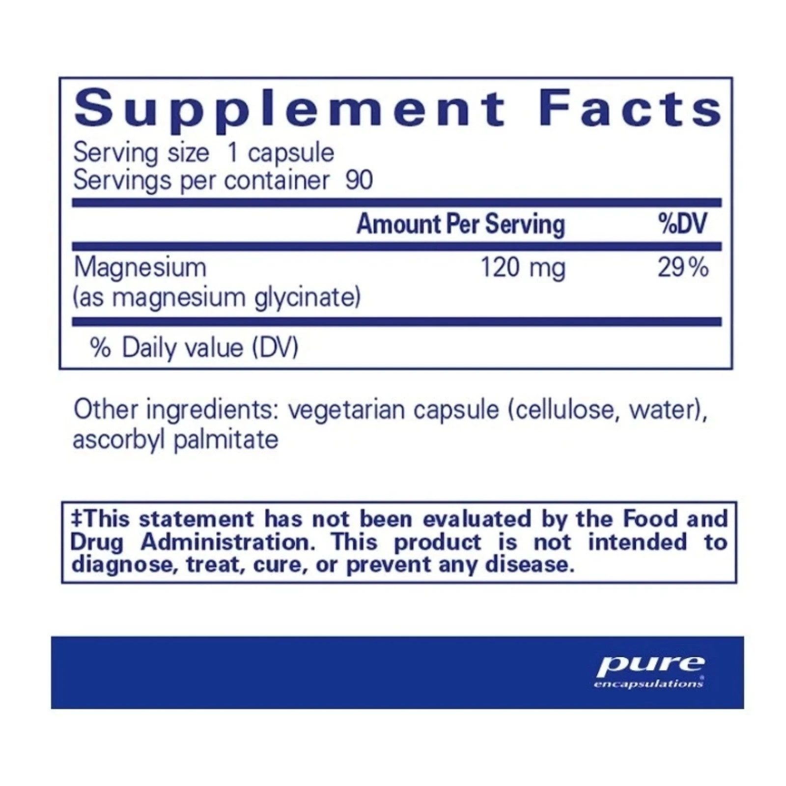 Pure Encapsulations Magnesium (glycinate) 120mg – 90 Vegetarian Capsules